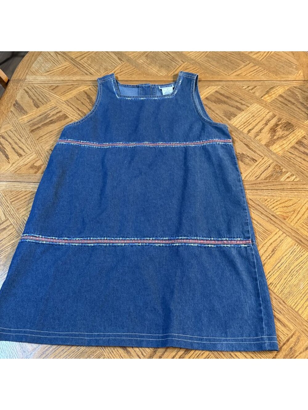 Vintage Erika‎ & Co Denim Sleeveless Dress Button Back Medium 100% Cotton